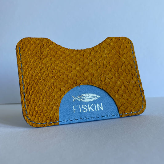 Fish leather cardholder, sun touch collection, yellow color