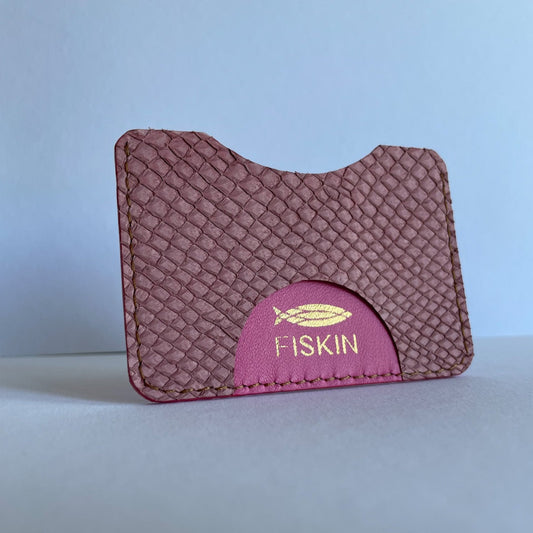 Fish leather cardholder, sun touch collection, lilac color