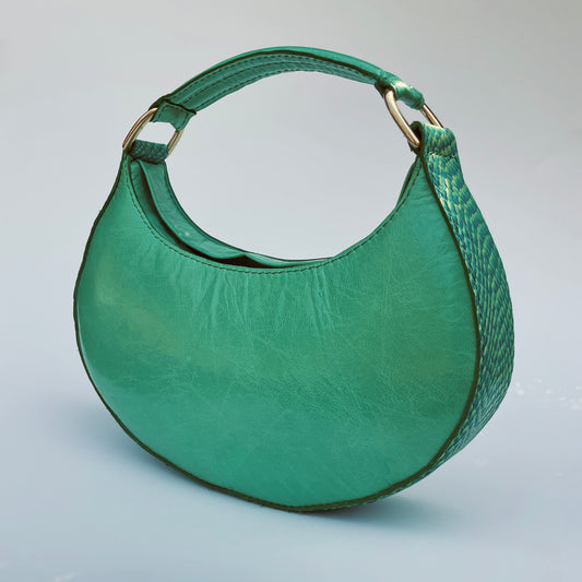 Fish skin green leather bag